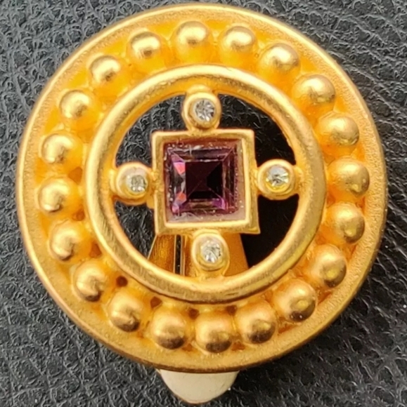 Givenchy Multi Rhinestone Gold Plated Signed Clip-On Earrings - Picture 2 of 9